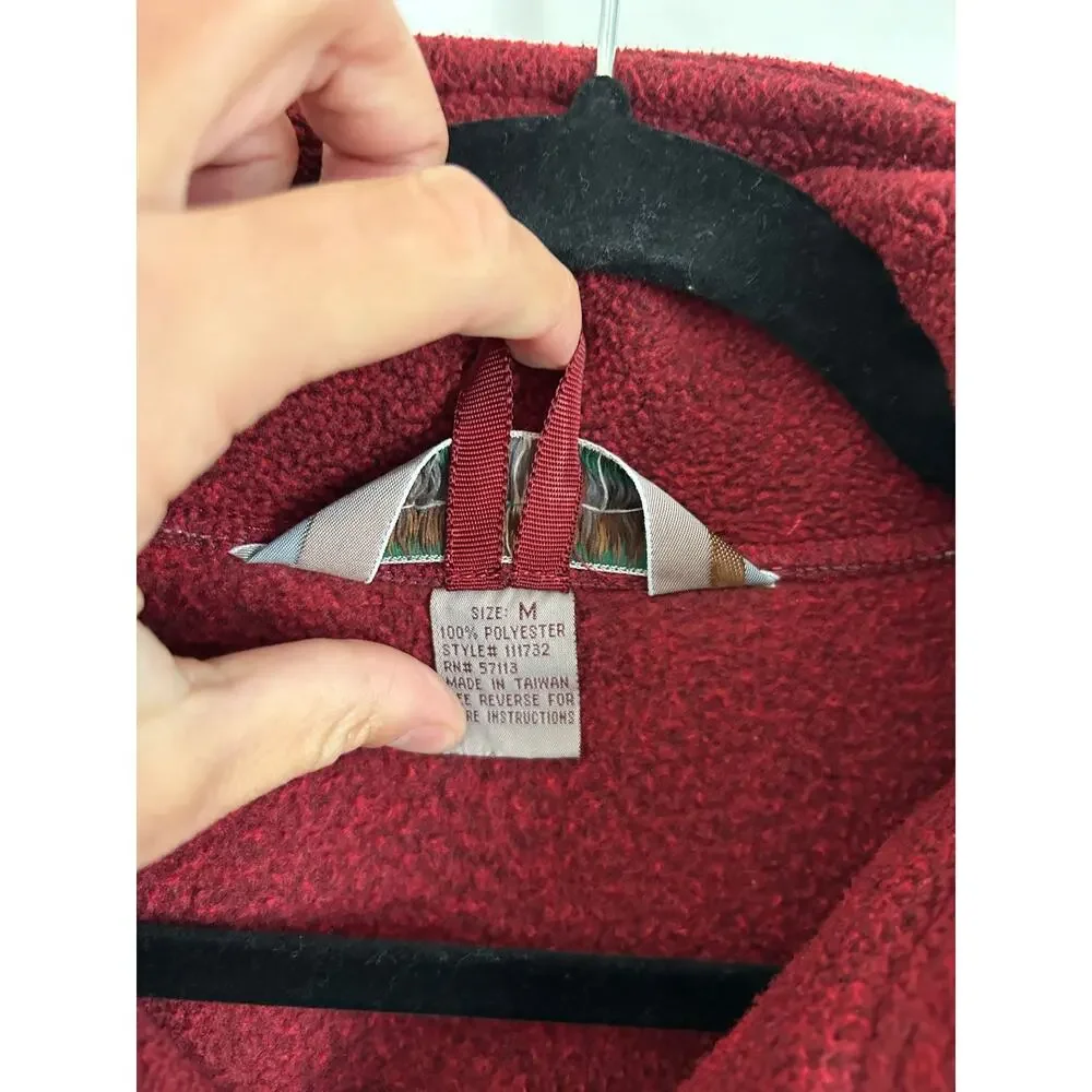 Vintage EMS Burgundy Fleece 1/2 Zip Pullover Sweater Men’s Medium Skier Logo